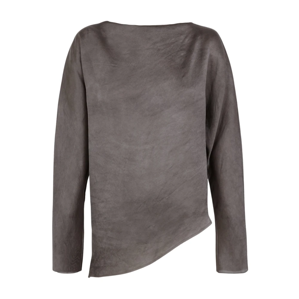 Cortana Gray Blouses, Female, M, Japanese-Sleeve Asymmetric-Hem Top
