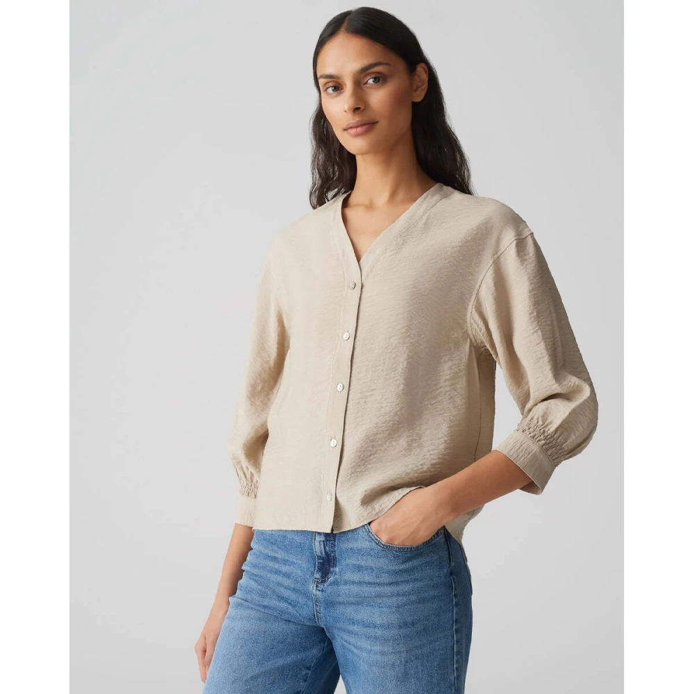 Opus Lange Mouw Blouse Failani Beige Dames