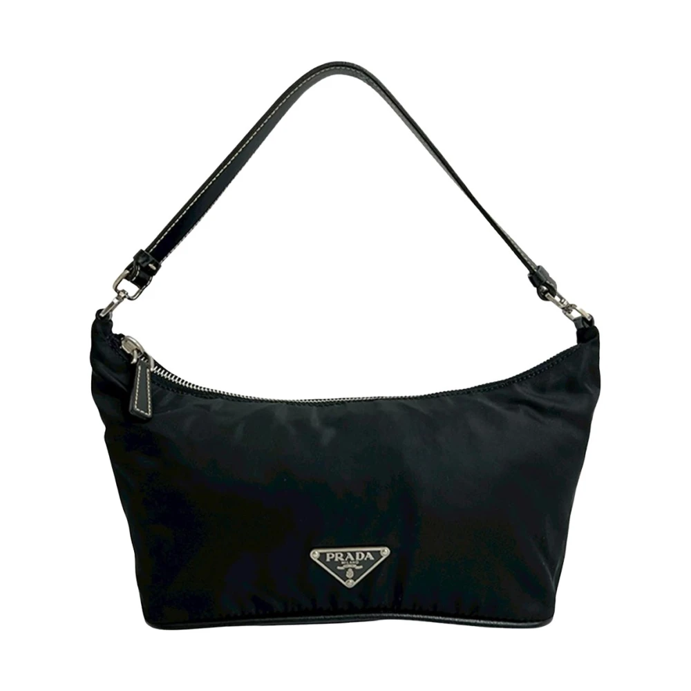 Prada Vintage Women's Black Pre-Owned Nylon Shoulder Bag