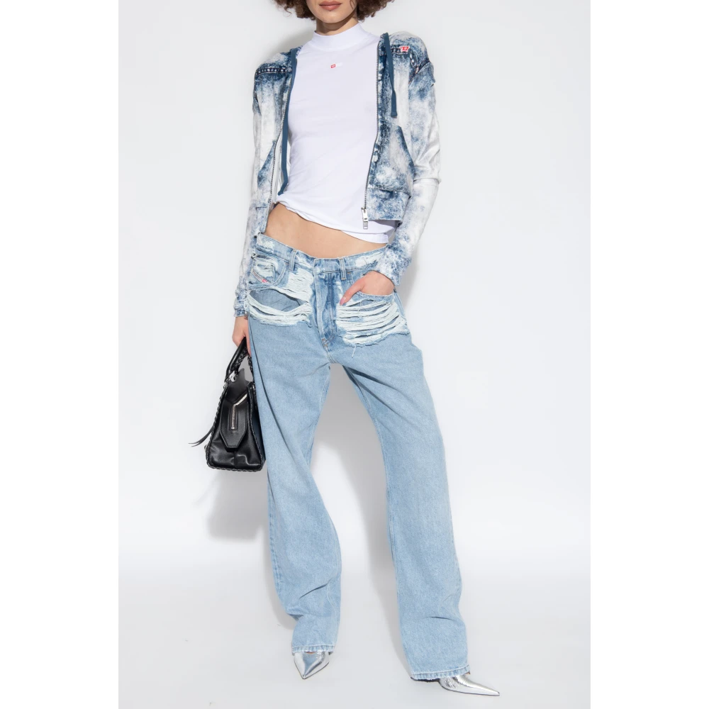 Diesel Geribbelde top T-Mokky-Microdiv White Dames