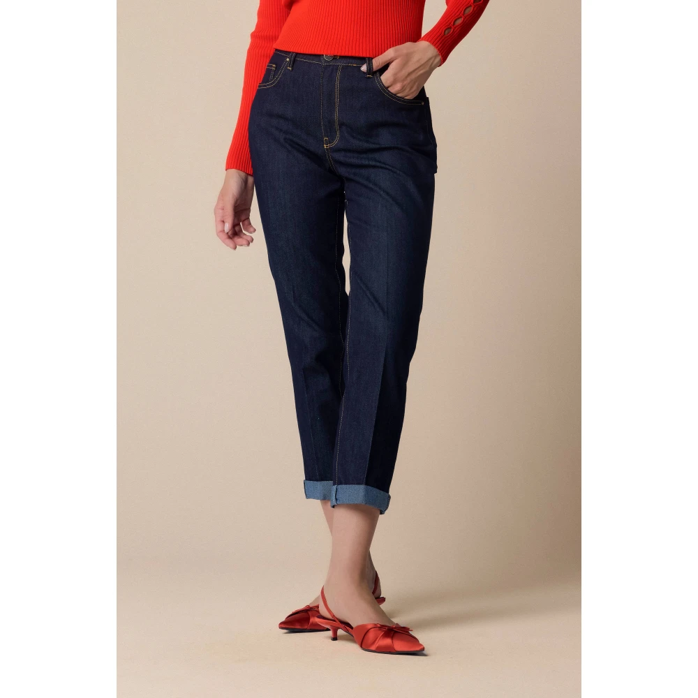 Kocca Stijlvolle Cropped Denim Jeans Blue Dames