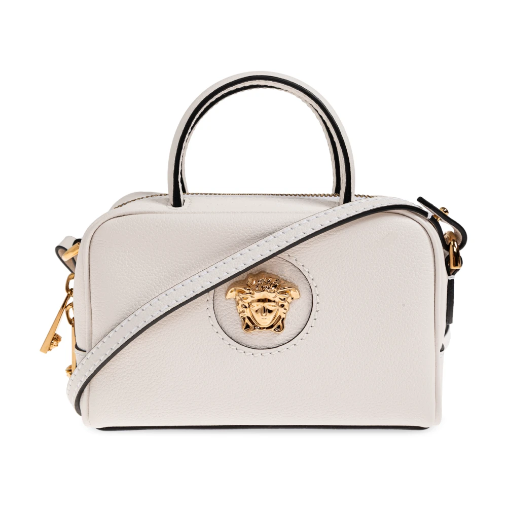 Versace Women's Beige La Medusa Leather Mini Boston Bag