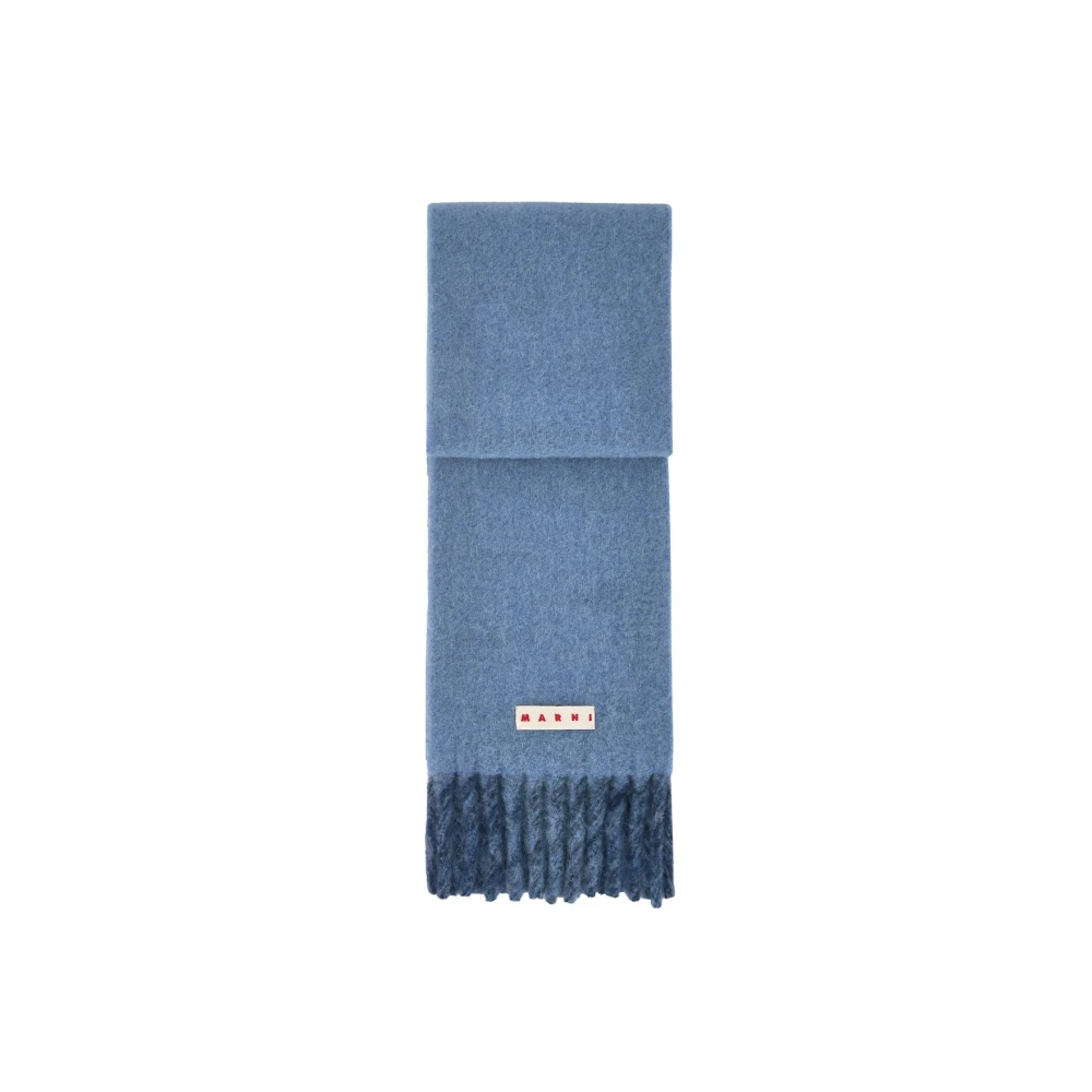 Marni Blauwe Logo Geborduurde Sjaal Blue Heren