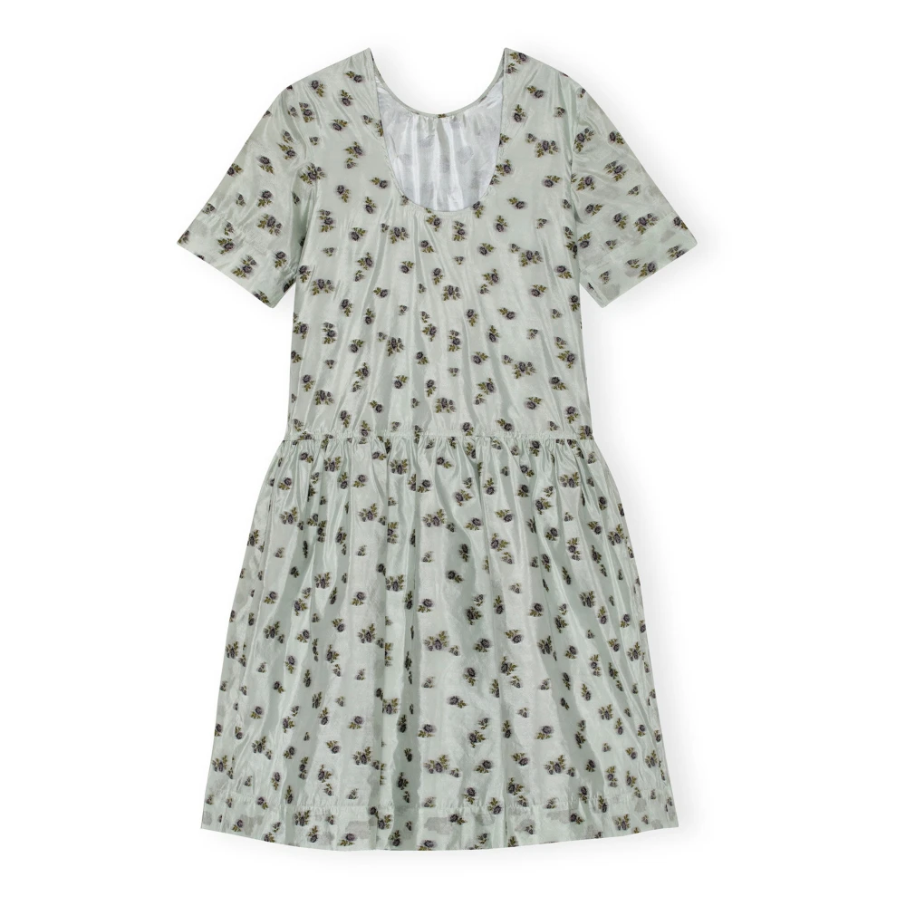 Ganni Groene Midi Jurk met Open Rug Green Dames