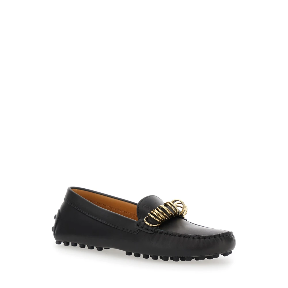 TOD'S Zwarte Loafers met Ringdetail Black Dames