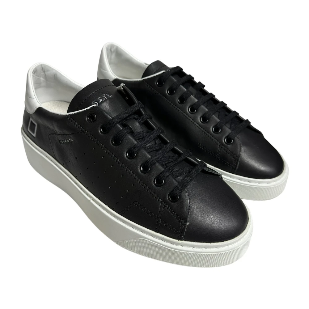 D.a.t.e. Zwarte leren lage sneaker Black Heren