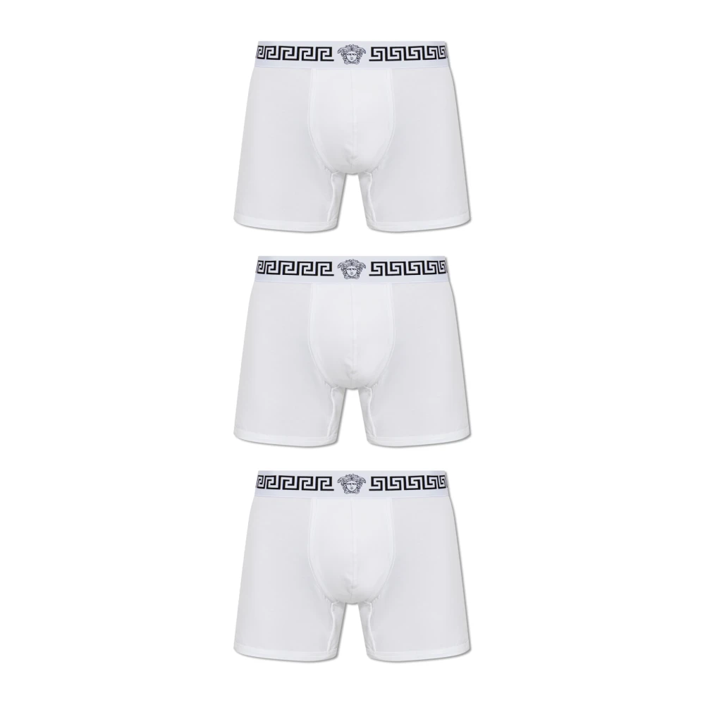 Versace Mannelijk Wit Ondergoed Heren, 2XL, Katoen, Drie Boxershorts