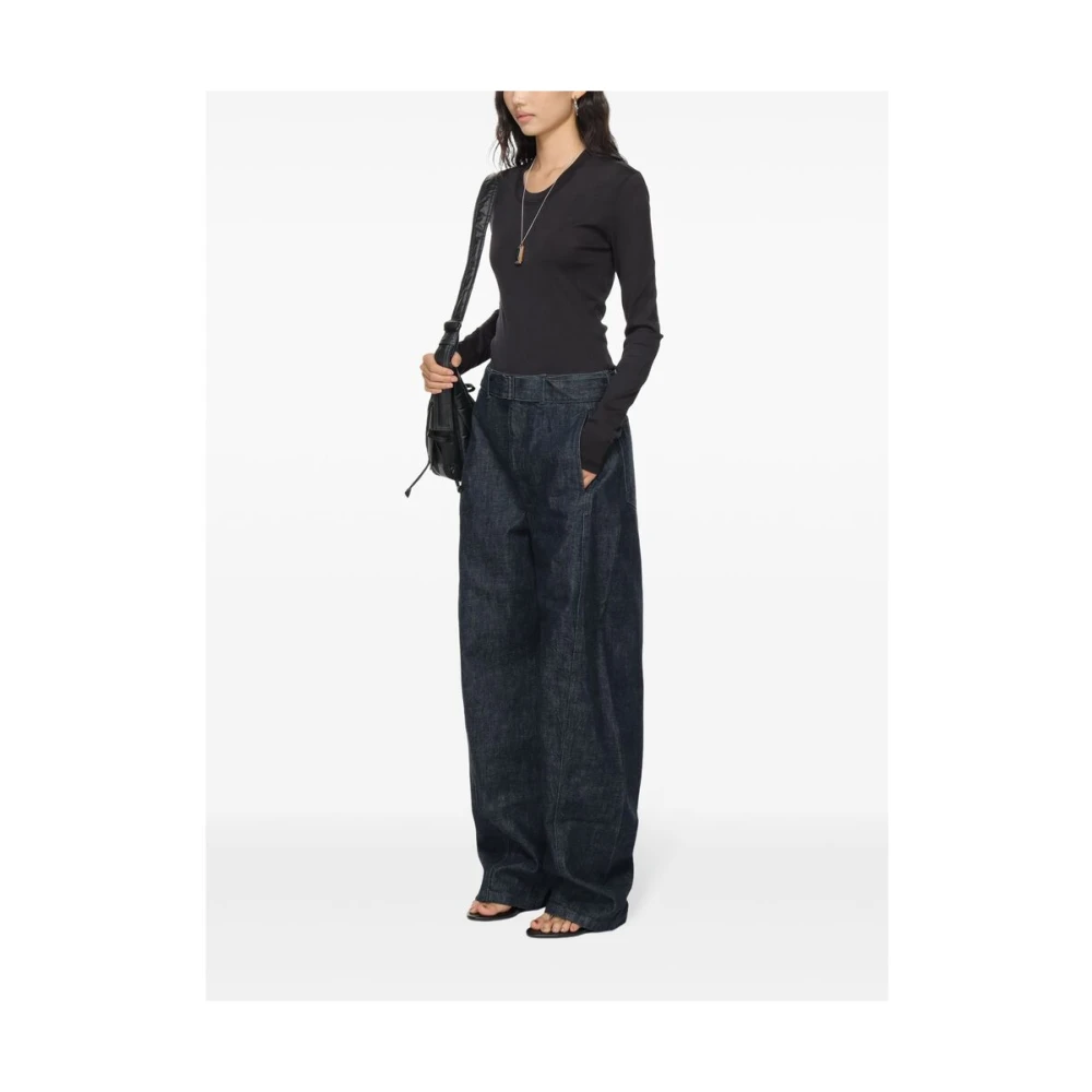Lemaire Inktblauw Katoenen Jersey Ronde Hals Blue Dames