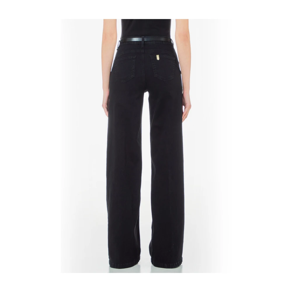 Liu Jo Wijde Riem Flare Jeans voor Vrouwen Black Dames