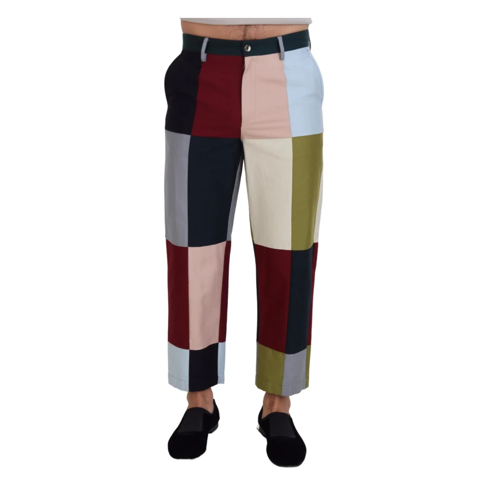 Dolce & Gabbana Multicolor Multifärgad Patchwork Bomullsbyxa