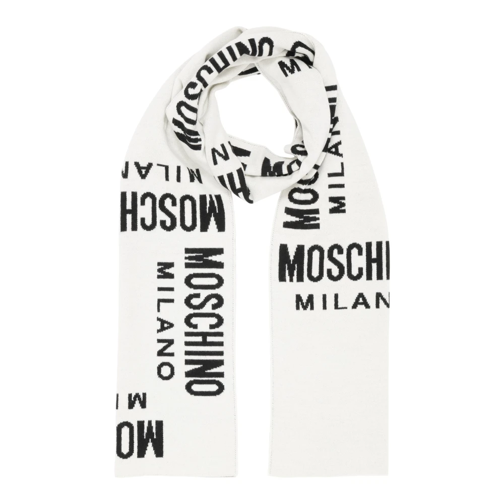 Moschino Logo Ullsjaal Multifärgat Mönster White, Herr