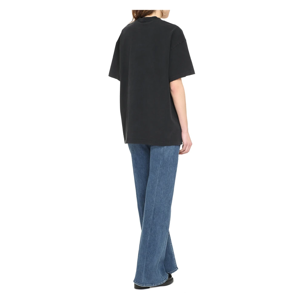 Versace Contrasterend Logo Katoenen T-Shirt Black Dames