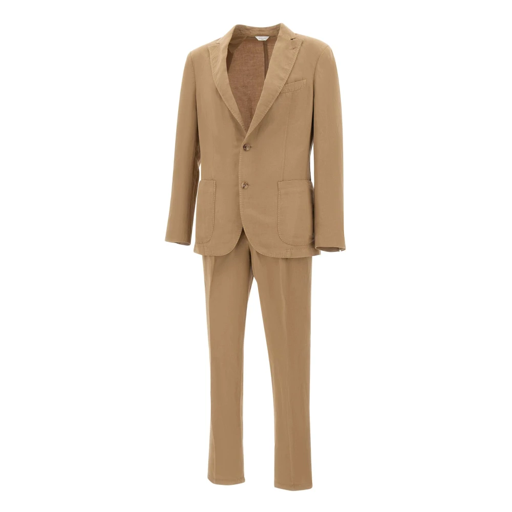 Boglioli Men's Beige Single Breasted Suits, L, Single-Breasted Suit