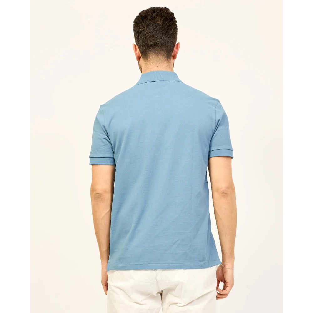Boss Blauwe Polo T-shirt met Piqué Textuur Blue Heren