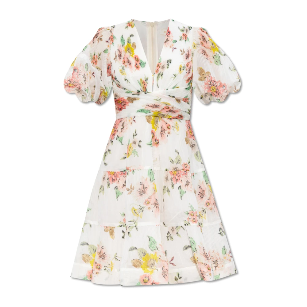 Zimmermann Women's White Pleated Dress With Floral Motif