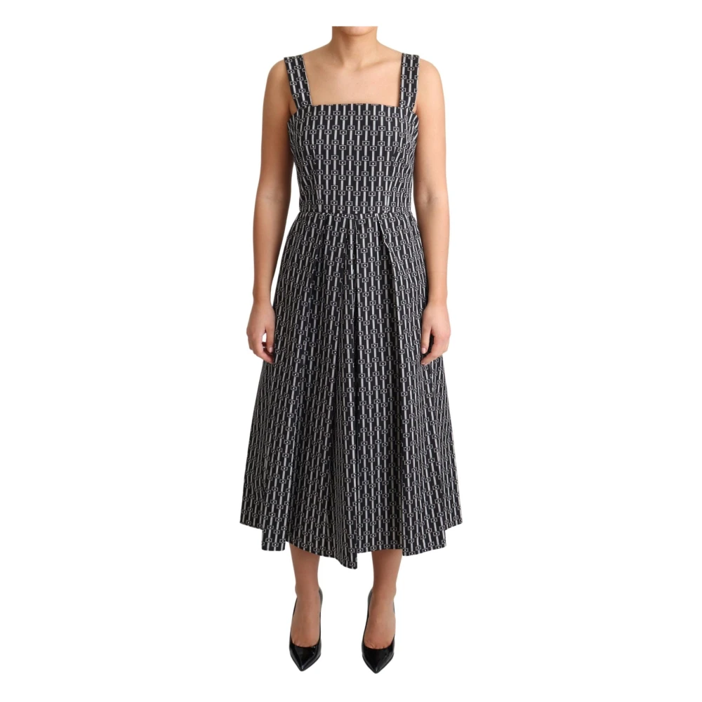 Dolce & Gabbana Women's Black/White Geometric Pattern A-Line Dress