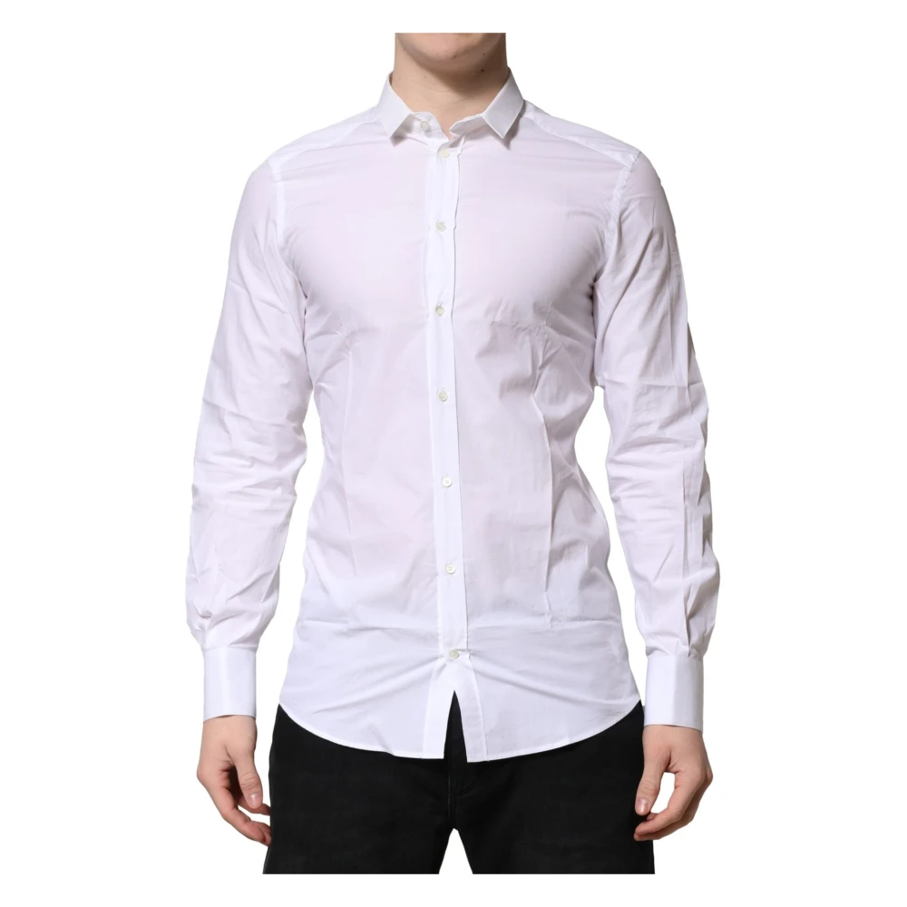 Dolce & Gabbana Men's White Cotton Long Sleeves Formal Shirt