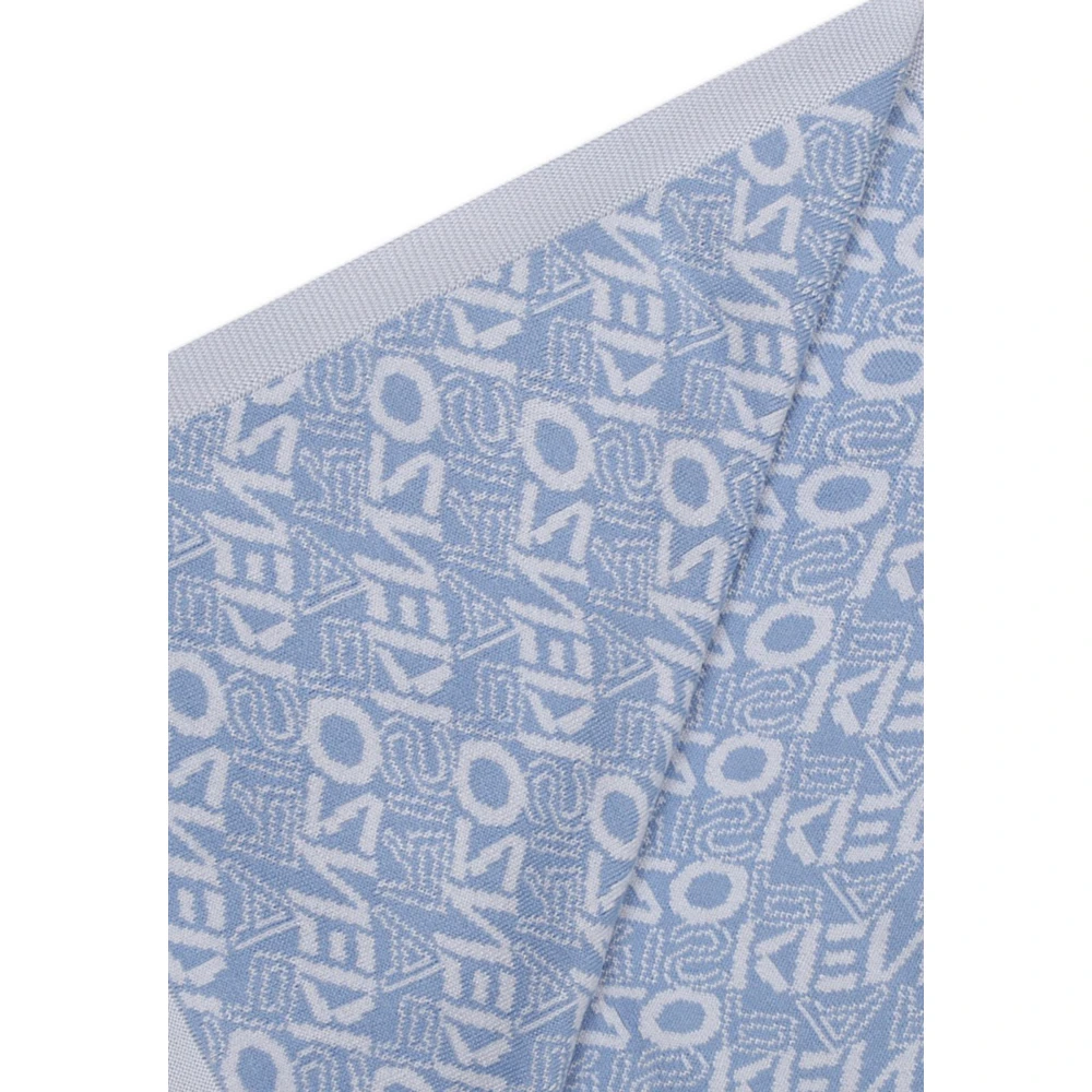 Kenzo Lichtblauw Gebreid Jacquard Deken Blue Unisex