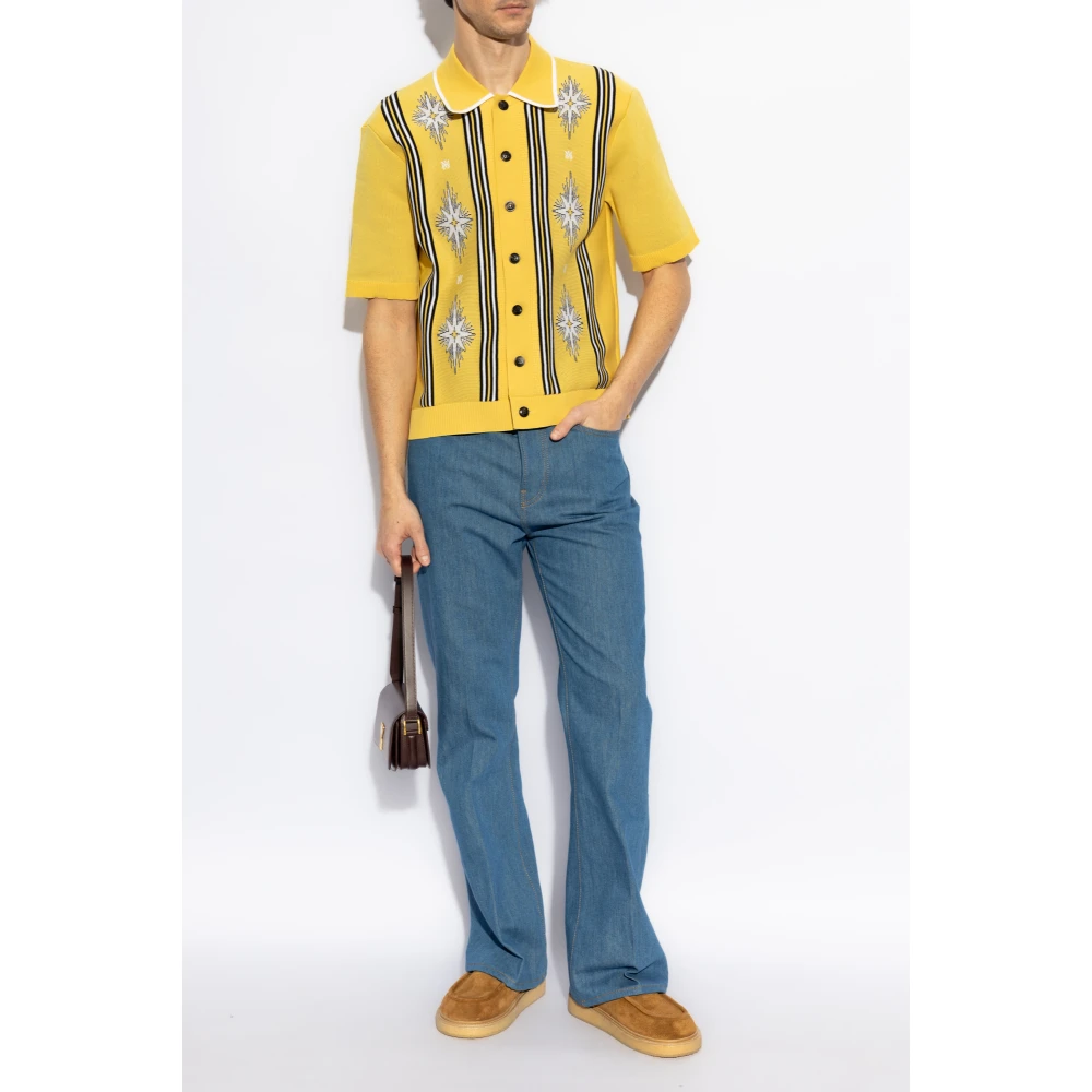 Amiri Kortmouw Cardigan Yellow Heren
