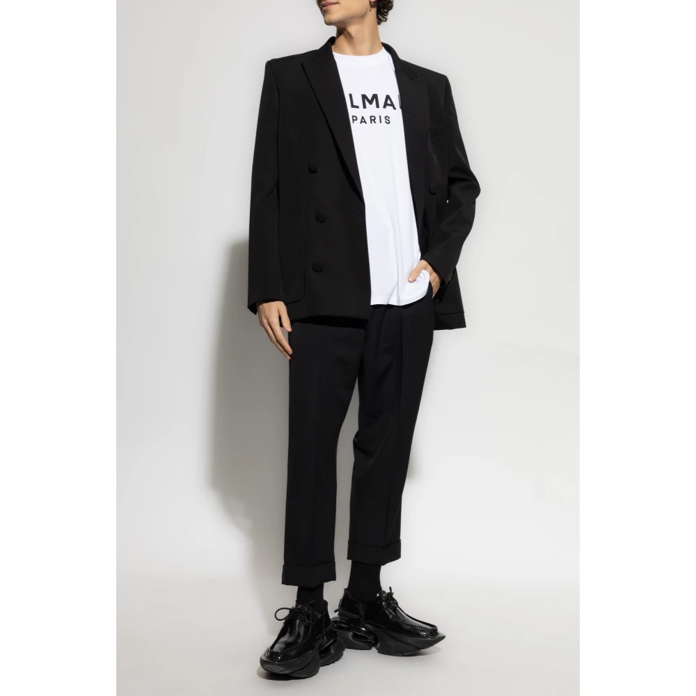 Balmain T-shirt met logo-opdruk en ronde hals White Heren