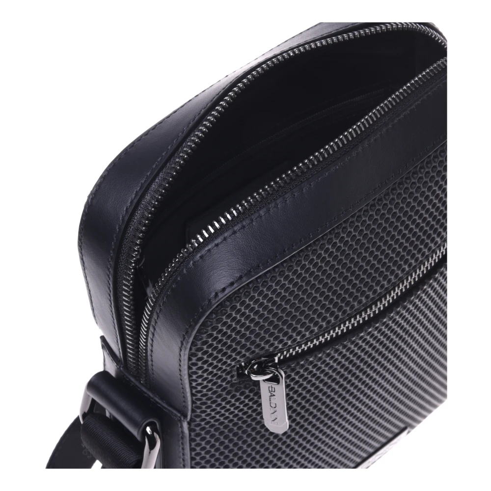 Baldinini Crossbody bag in black speckled leather Black Heren