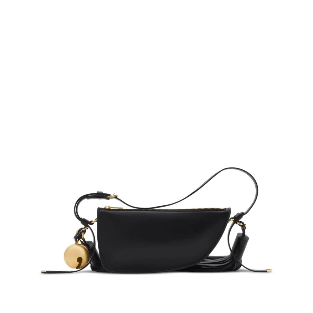 Burberry Zwarte Leren Schoudertas met Goudkleurige Hardware Black Dames