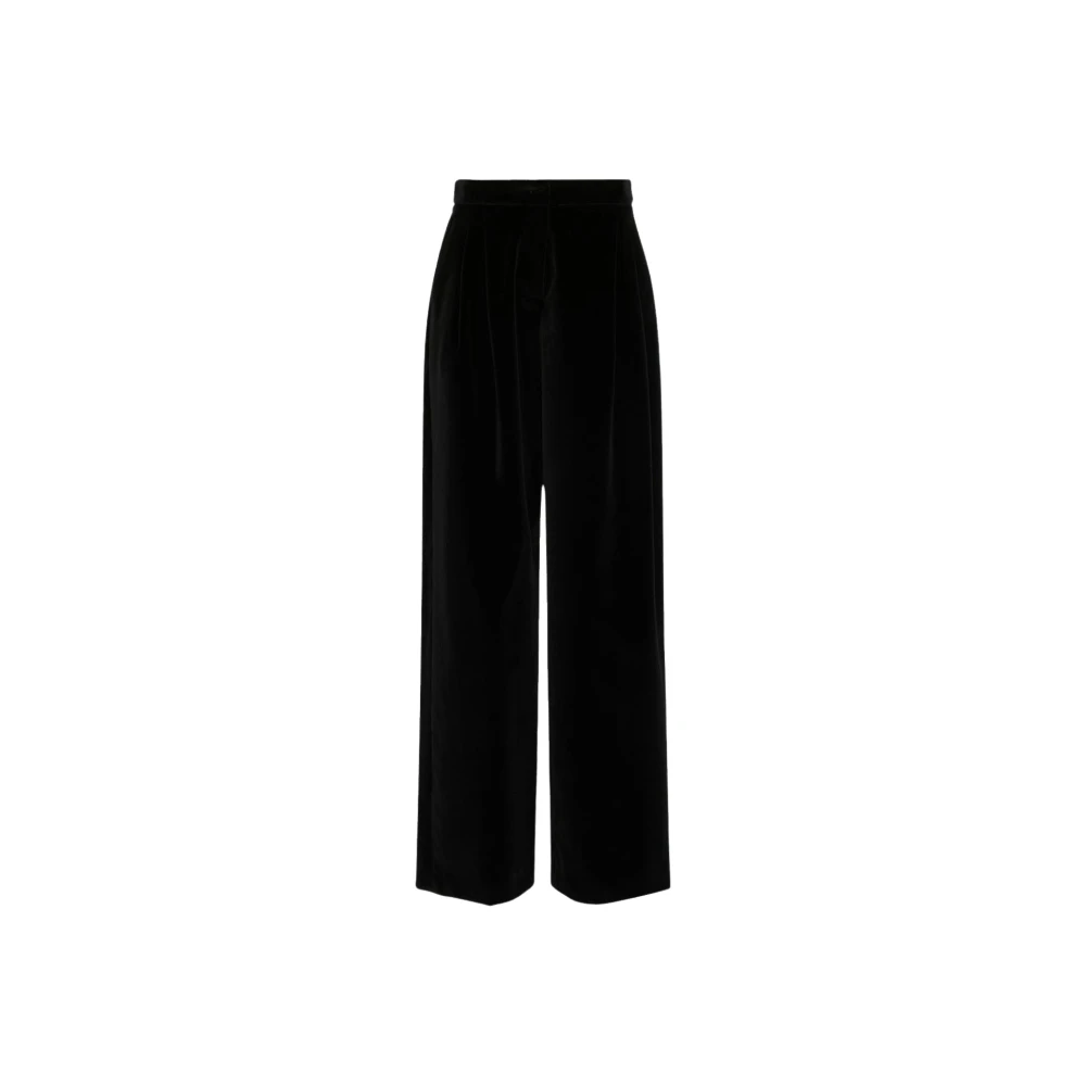 Max Mara Studio Mister Velvet Trousers - Female - Wide Trousers - Black - 2XS - Trousers