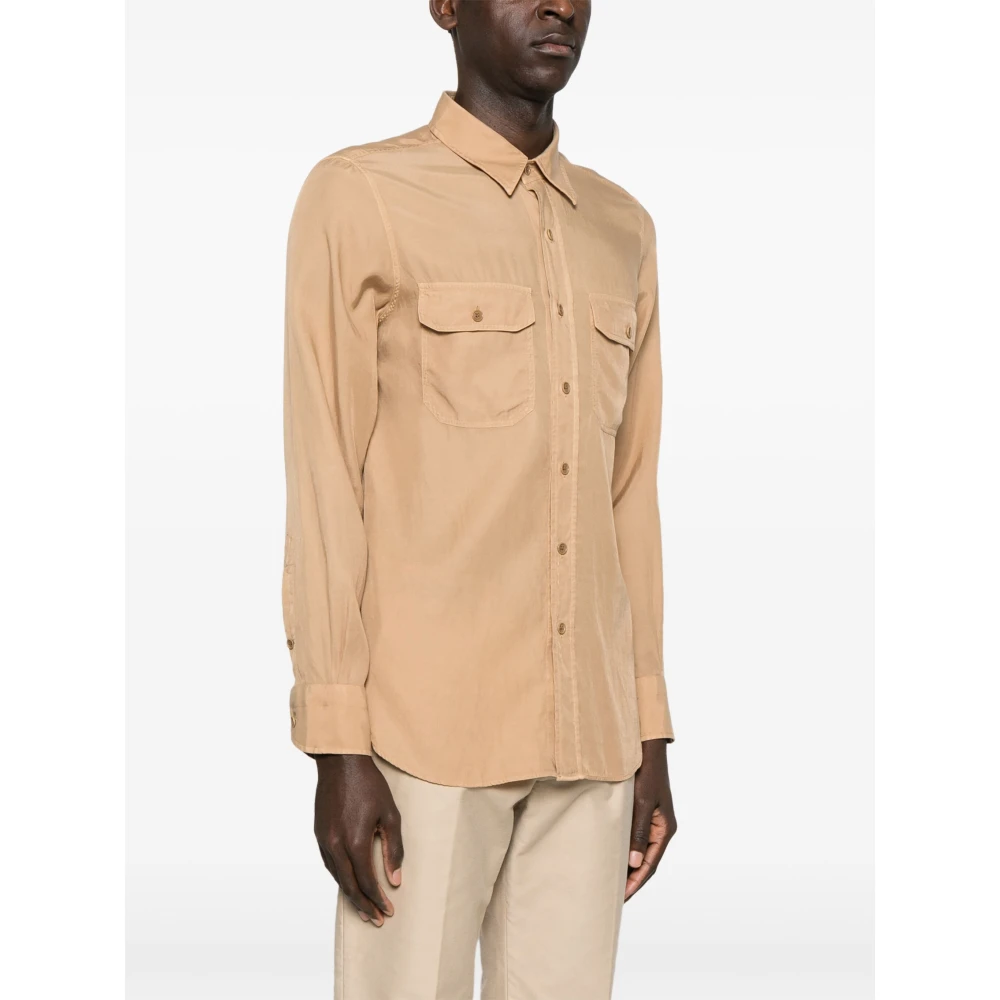 Tom Ford Slim Fit Militaire Twill Shirt Beige Heren