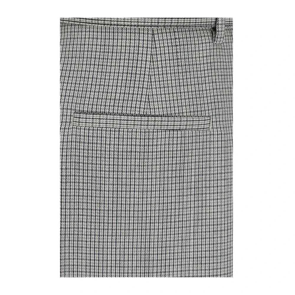 Jil Sander Geruite Wijde Pijp Wollen Broek Gray Dames
