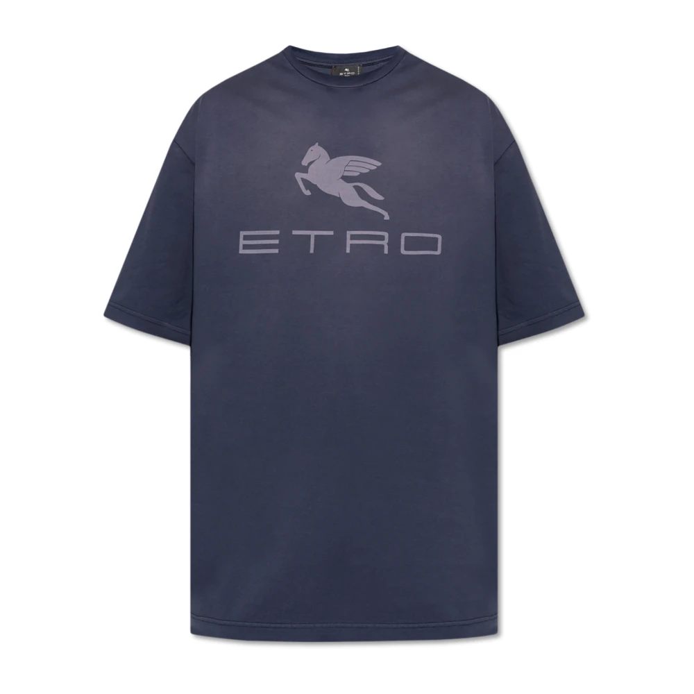 ETRO T-shirt met bedrukt logo Blue Heren