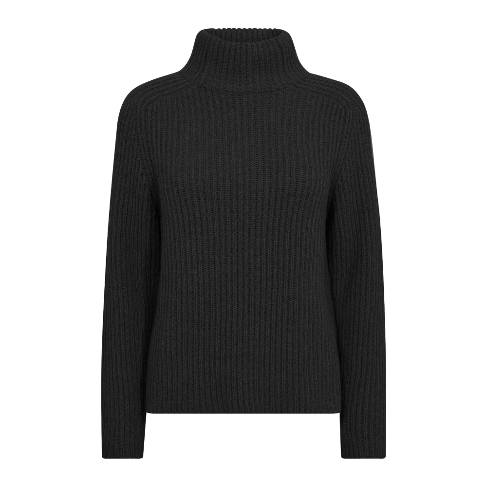 MOS MOSH Hoge Hals Gebreide Trui Zwart Black Dames