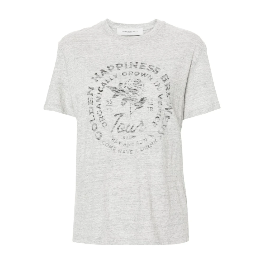 Golden Goose Gemêleerd Logo Print T-Shirt Gray Dames