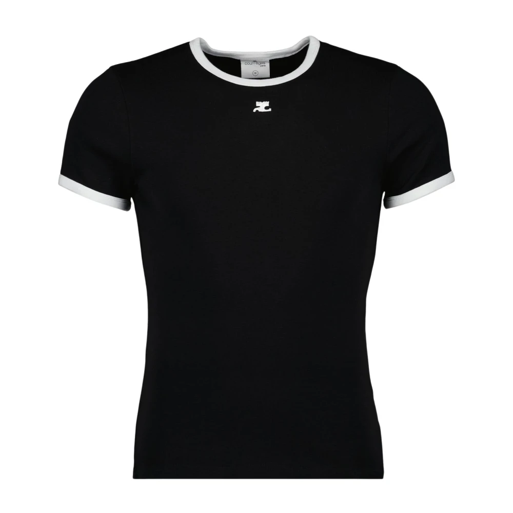 Courrèges Men's Black T-Shirts, Xs, Contrast Signature T-Shirt