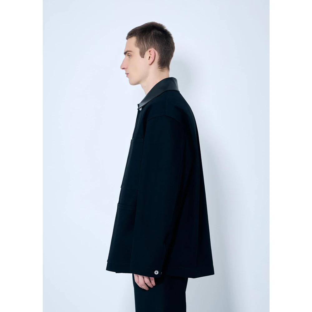 Jil Sander Klassieke Katoenen Twill Jas Black Heren