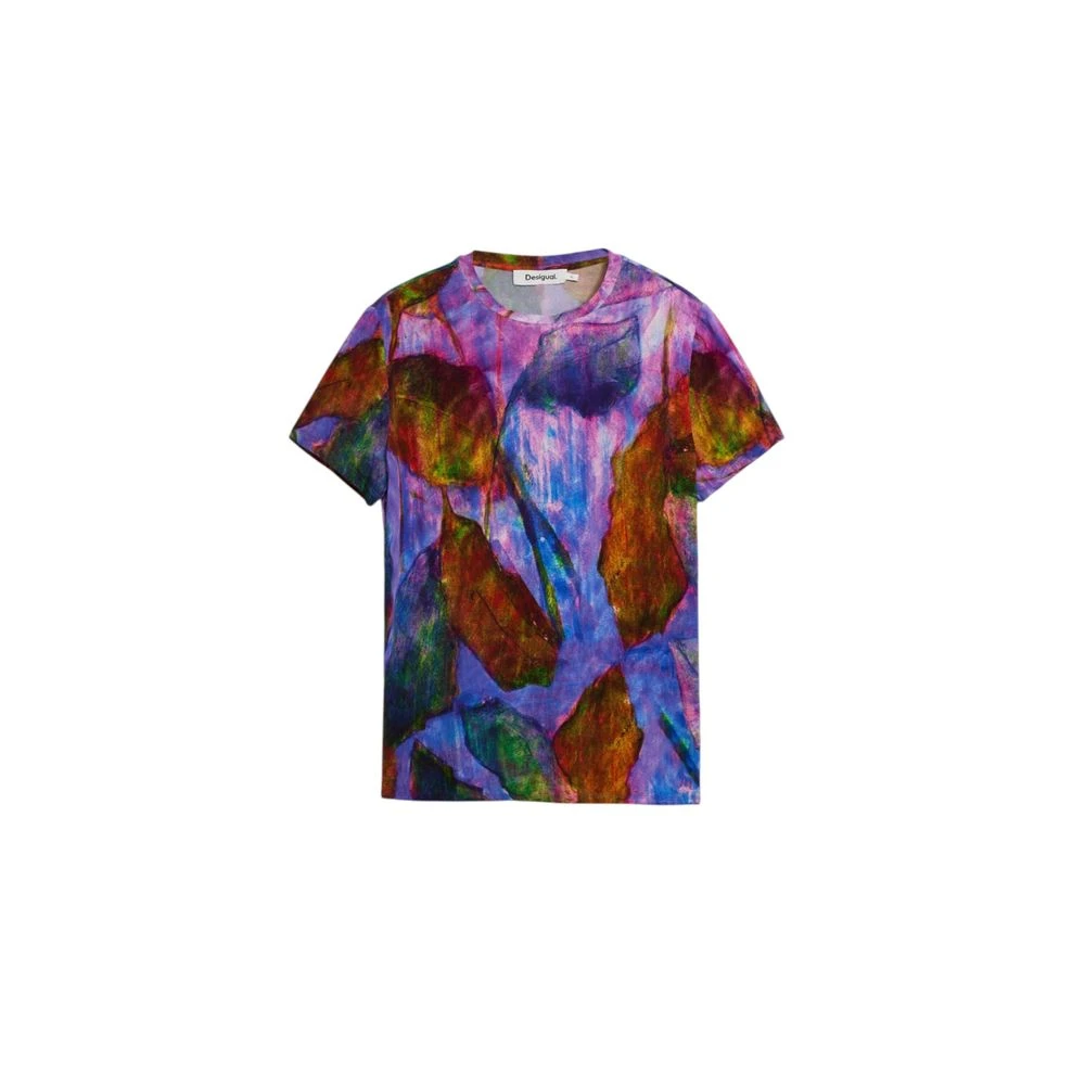 Desigual Lila Viscose Korte Mouw T-Shirt Multicolor Dames