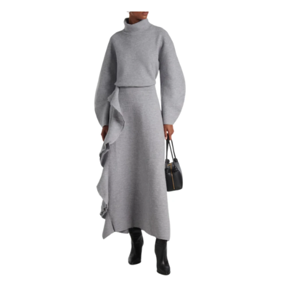 Ulla Johnson Elastische Taille Heather Grey Wollen Rok Gray Dames