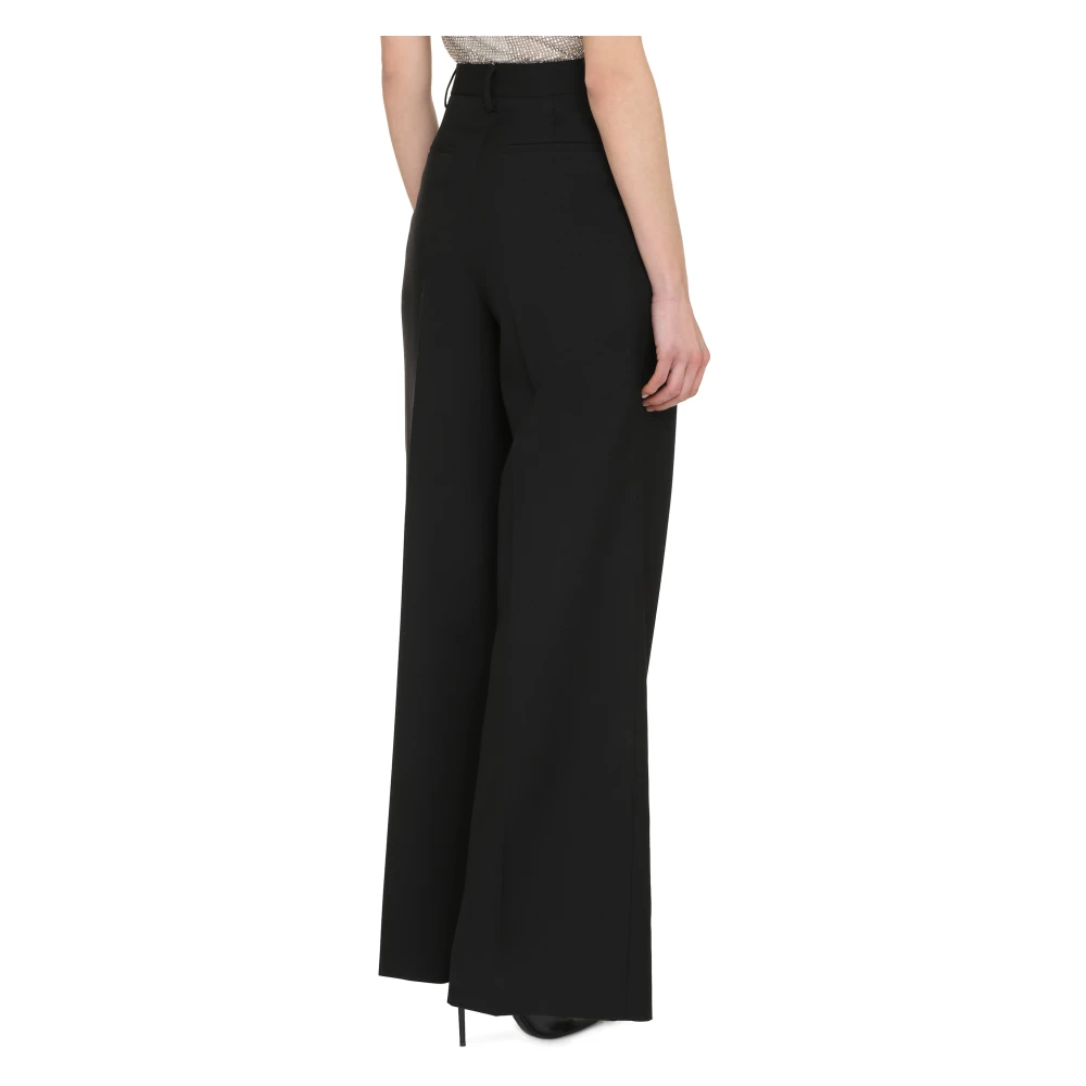 Burberry Wollen broek met brede plooien Black Dames