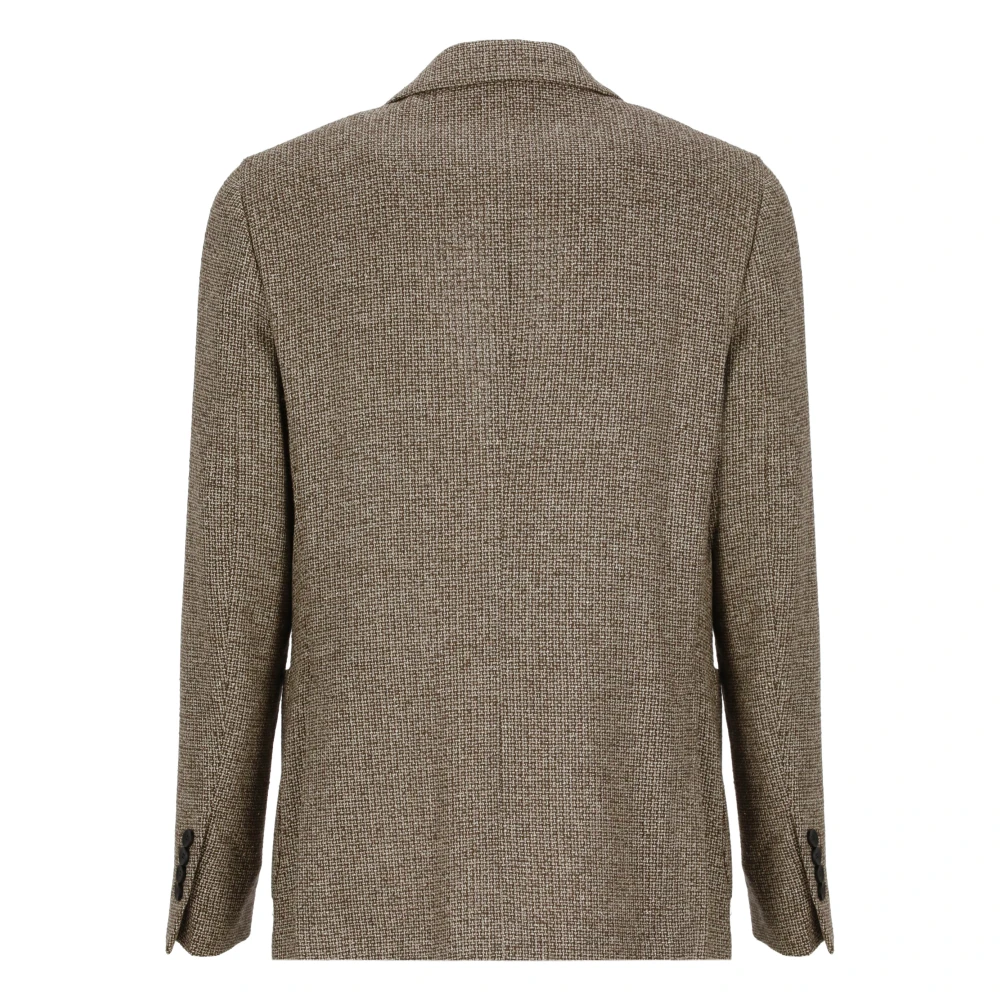 Lardini Bruine Zijden Wol Jas Peak Revers Brown Heren