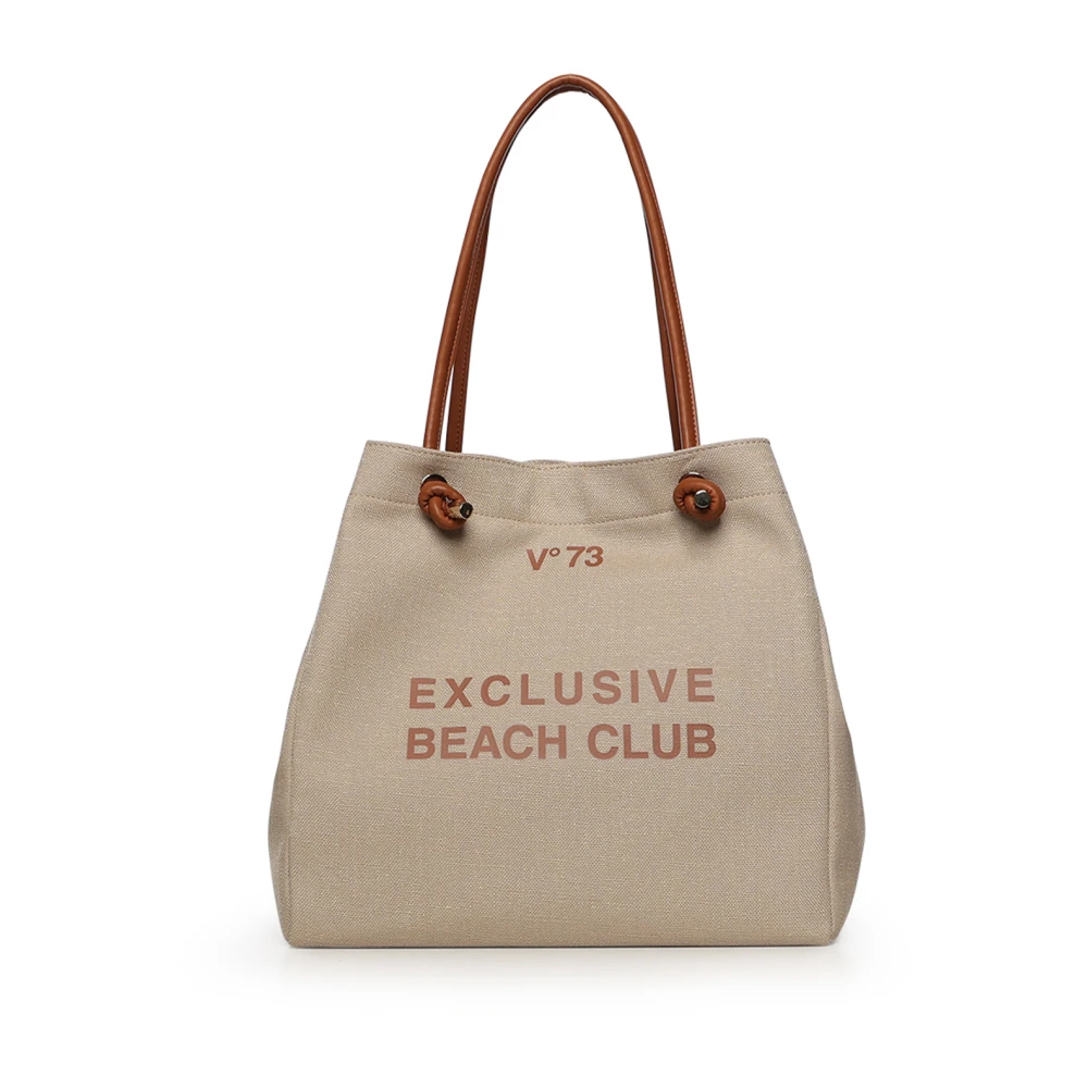 V73 Women's Beige Tote Bag - Shopping Bags - One Size - Bags