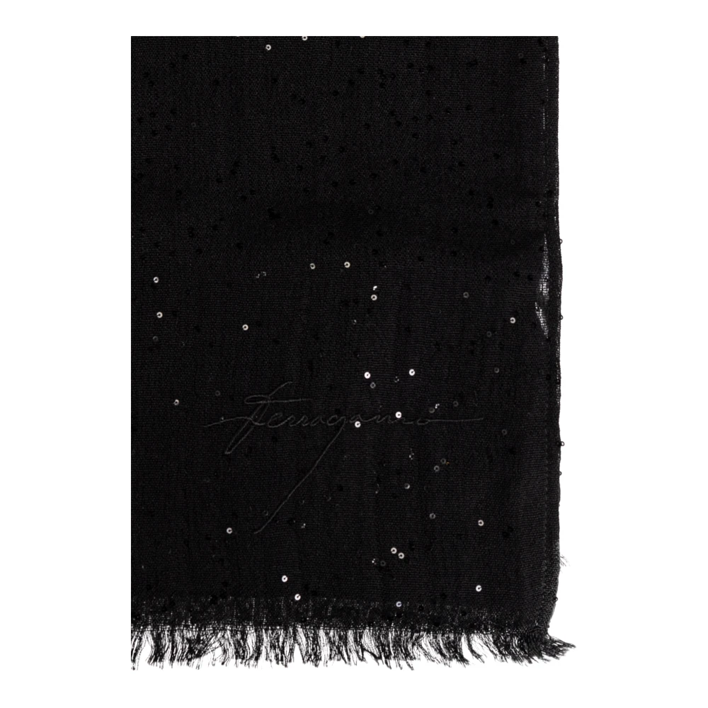 Salvatore Ferragamo Sjaal met glinsterende pailletten Black Dames