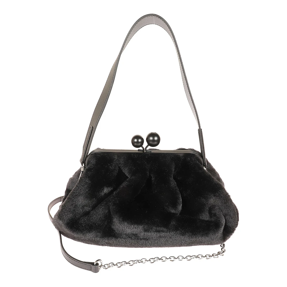 Max Mara Weekend Clutchtas van imitatiebont met afneembare handgreep Black Dames
