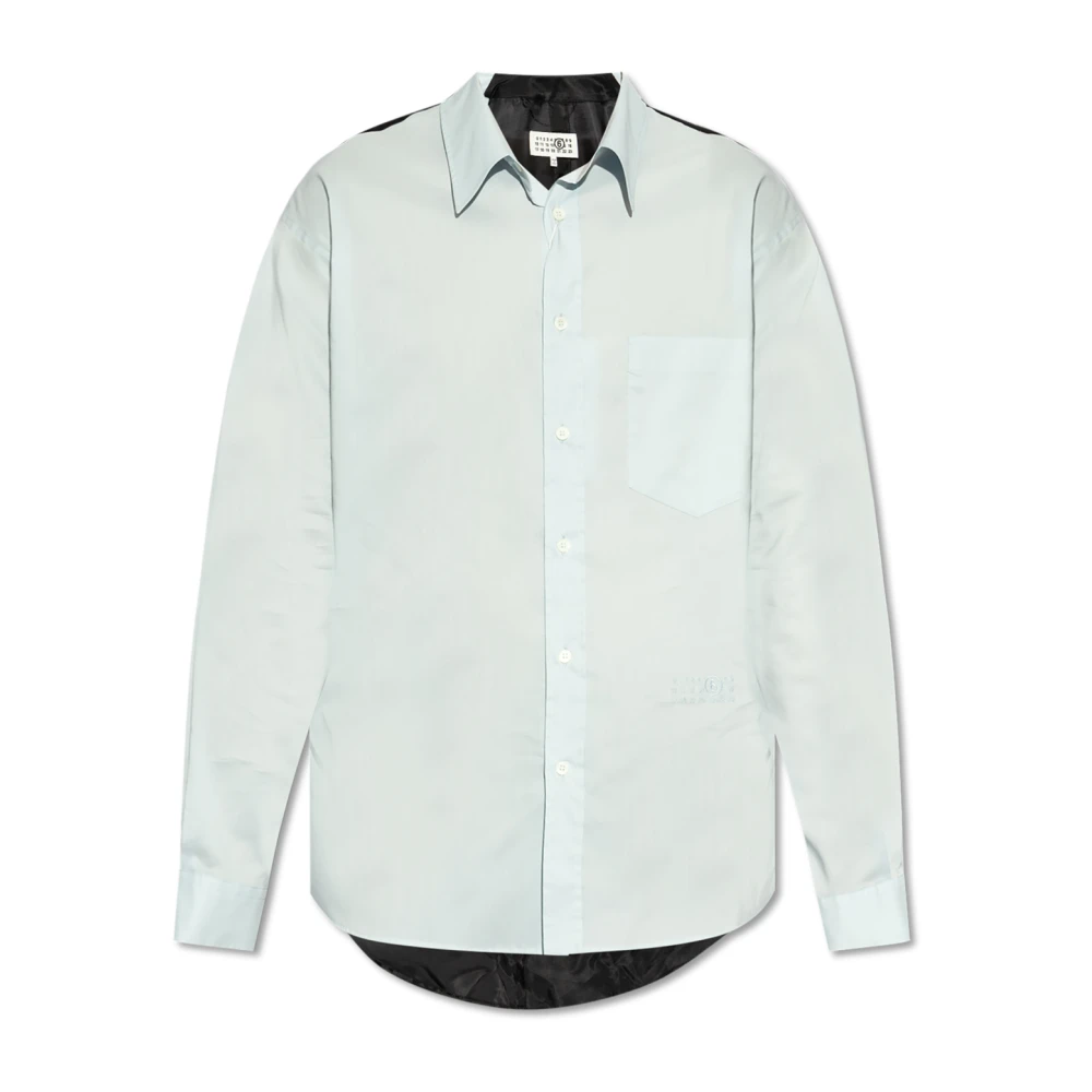 MM6 Maison Margiela Overhemd met Gecombineerde Stoffen Blue Heren