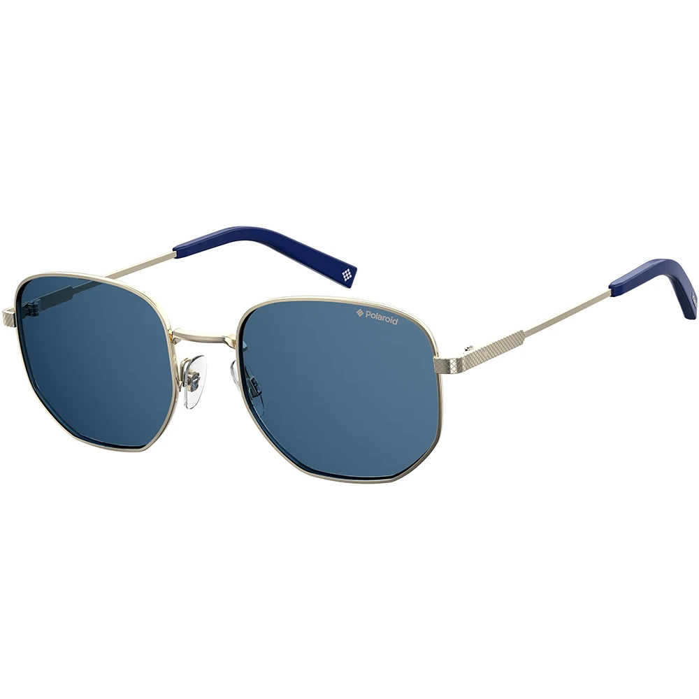 Polaroid Men's Gray Sunglasses, 51 Mm, Gold/Blue Sungles