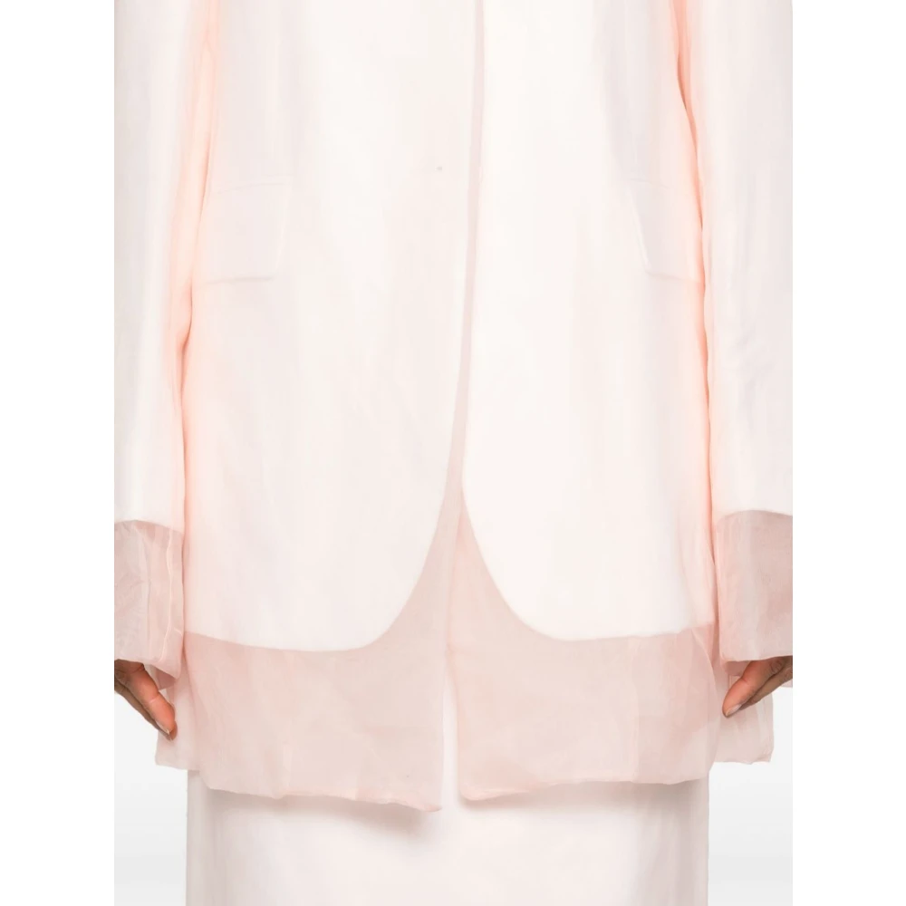 SPORTMAX Gelaagde Zijdeblend Jas Roze Pink Dames