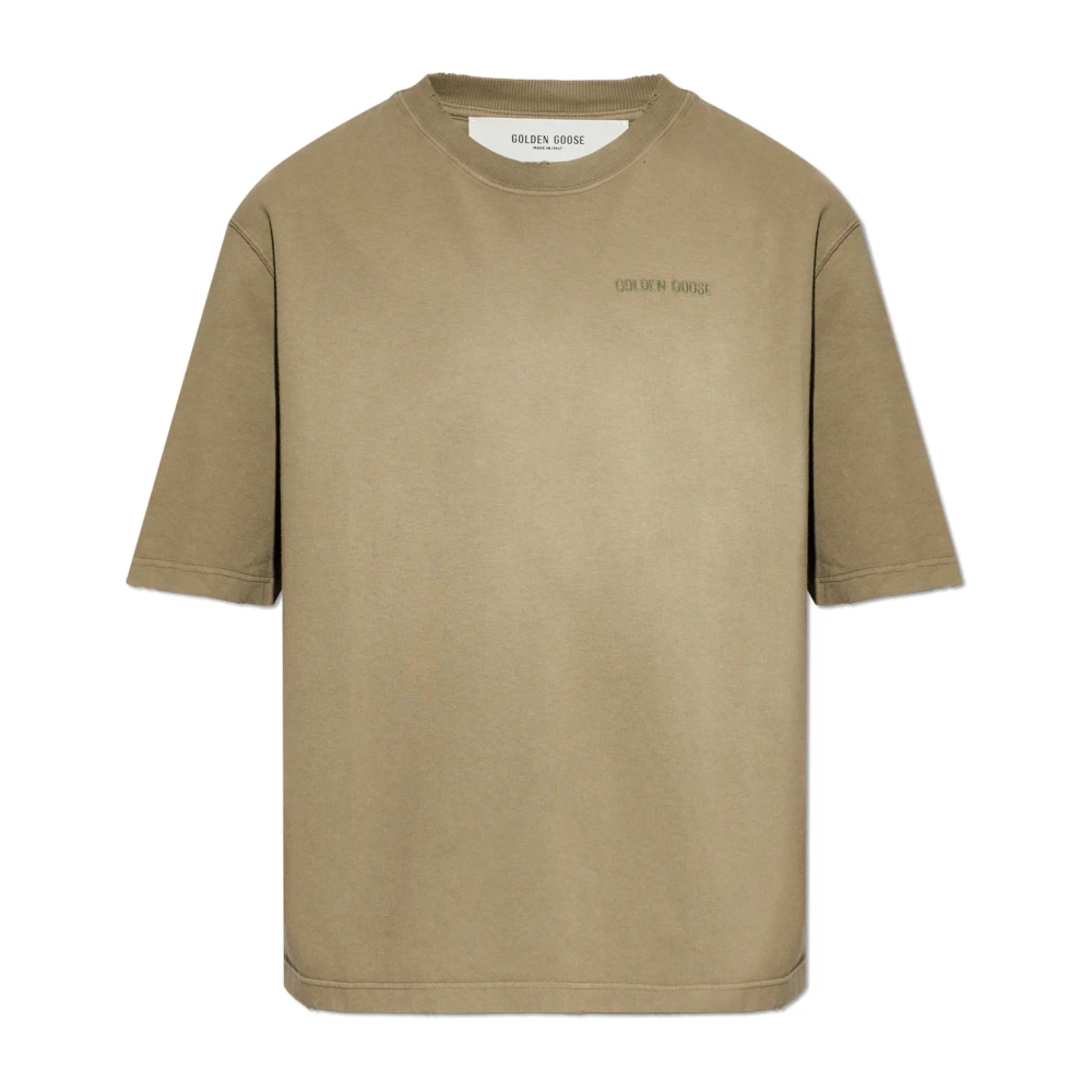 Golden Goose Mannelijk Bruin Tops Heren, Xl, Katoen, Logo T-Shirt