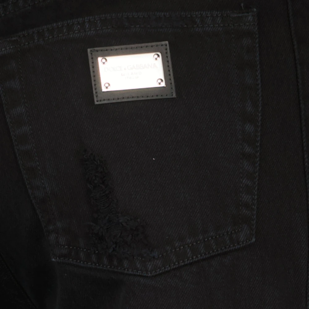 Dolce & Gabbana Zwarte Straight Jeans met Ripped Effect Black Dames