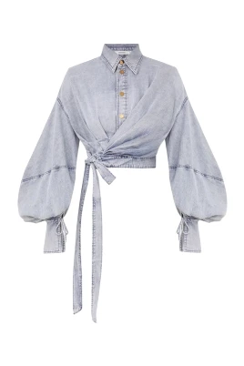 Rebellion Denim Wrap Top
