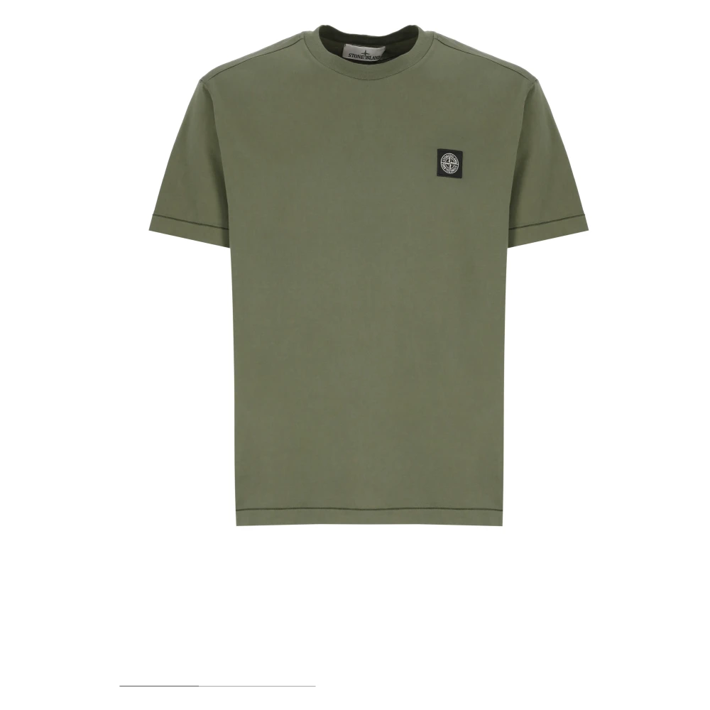 Stone Island Groen Katoenen T-shirt met Logo Green Heren