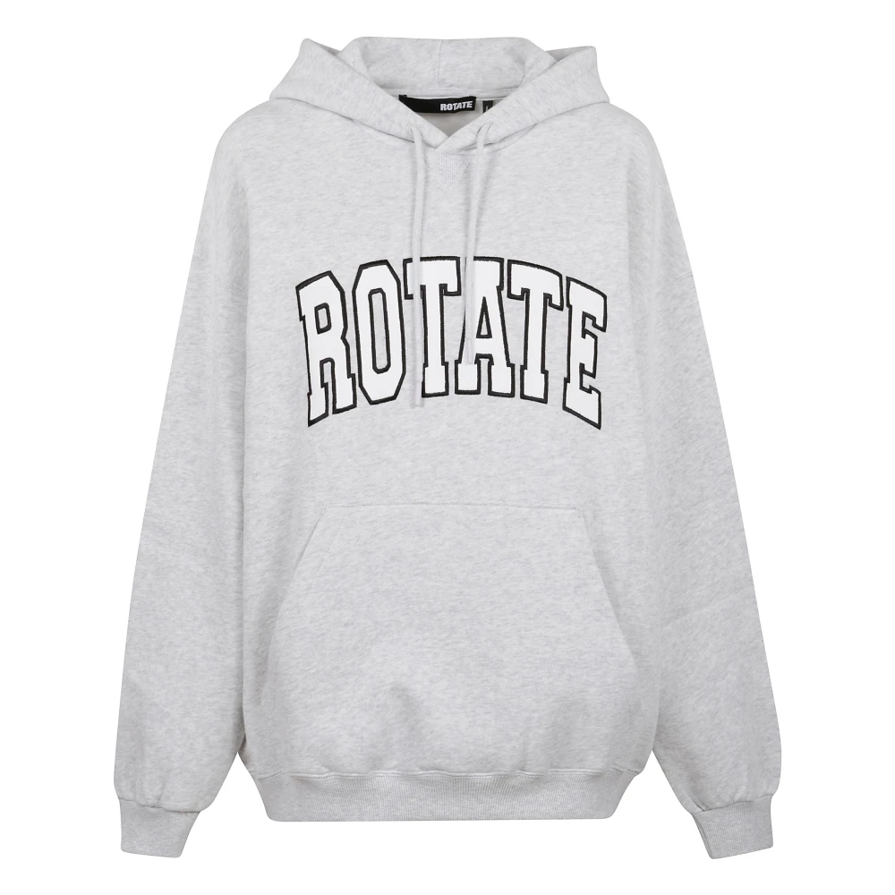 Rotate Birger Christensen Oversized Hoodie in Grijs met Geborduurd Logo Gray Dames