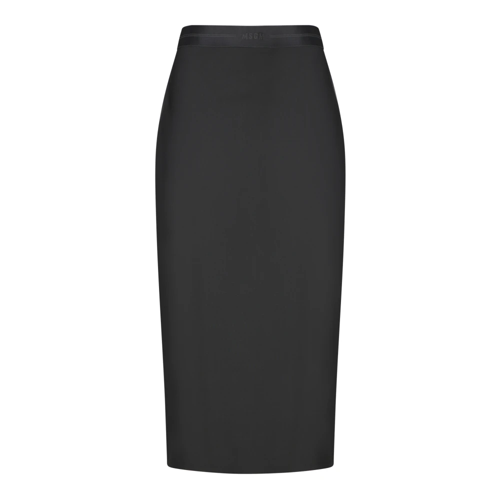 Msgm Women's Black Midi Skirts, M, Midi Skirt